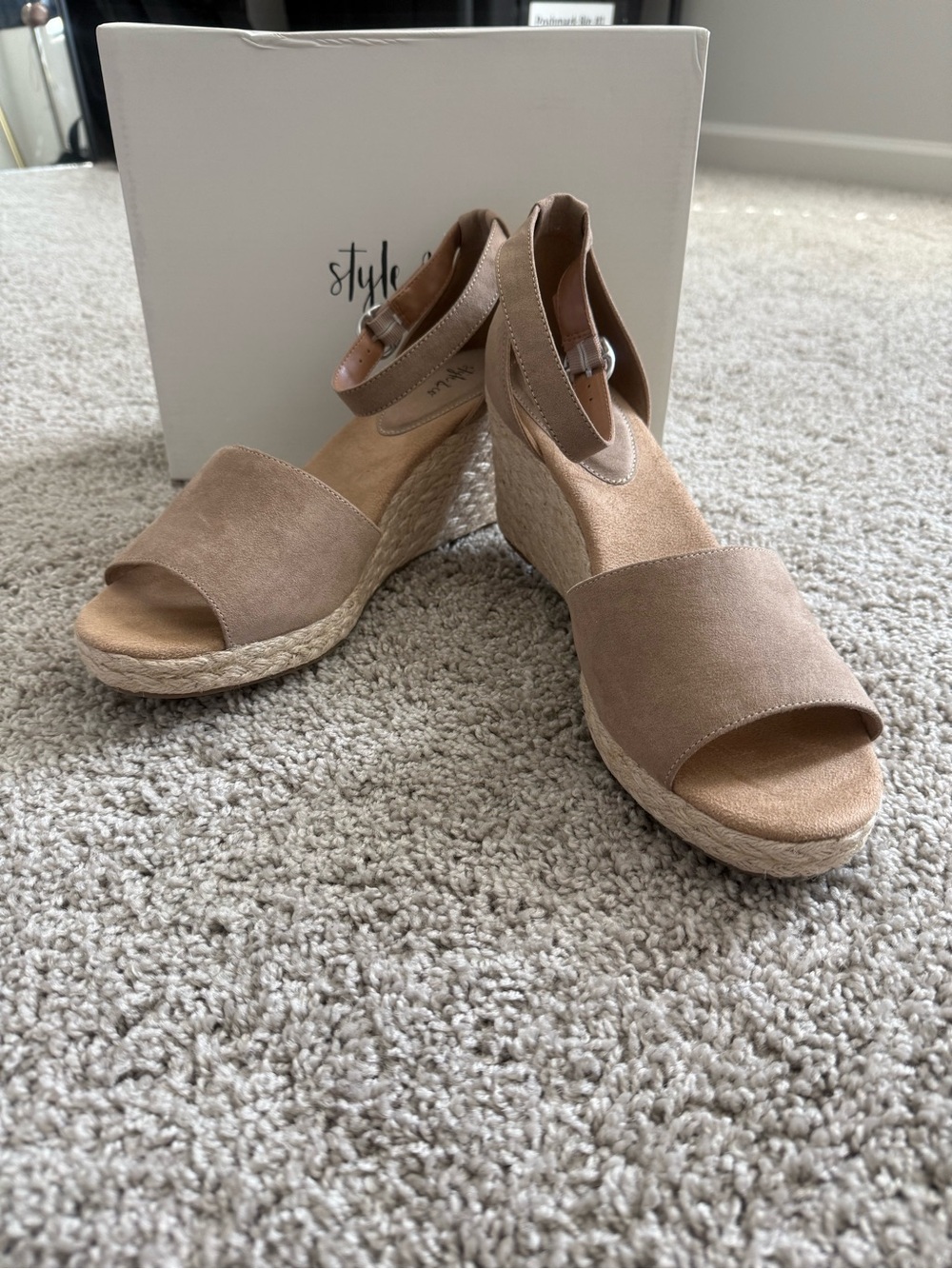 Style & Co. Tan Suede Espadrille Wedge Sandals - Picture 4 of 6